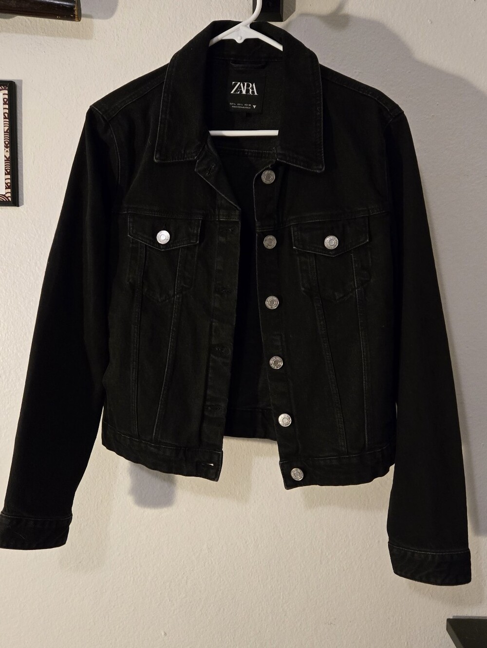 ZARA Black Grunge and Punk Denim Jean Jacket
